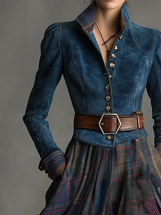 Edurne ║ Robe maxi en daim bleu