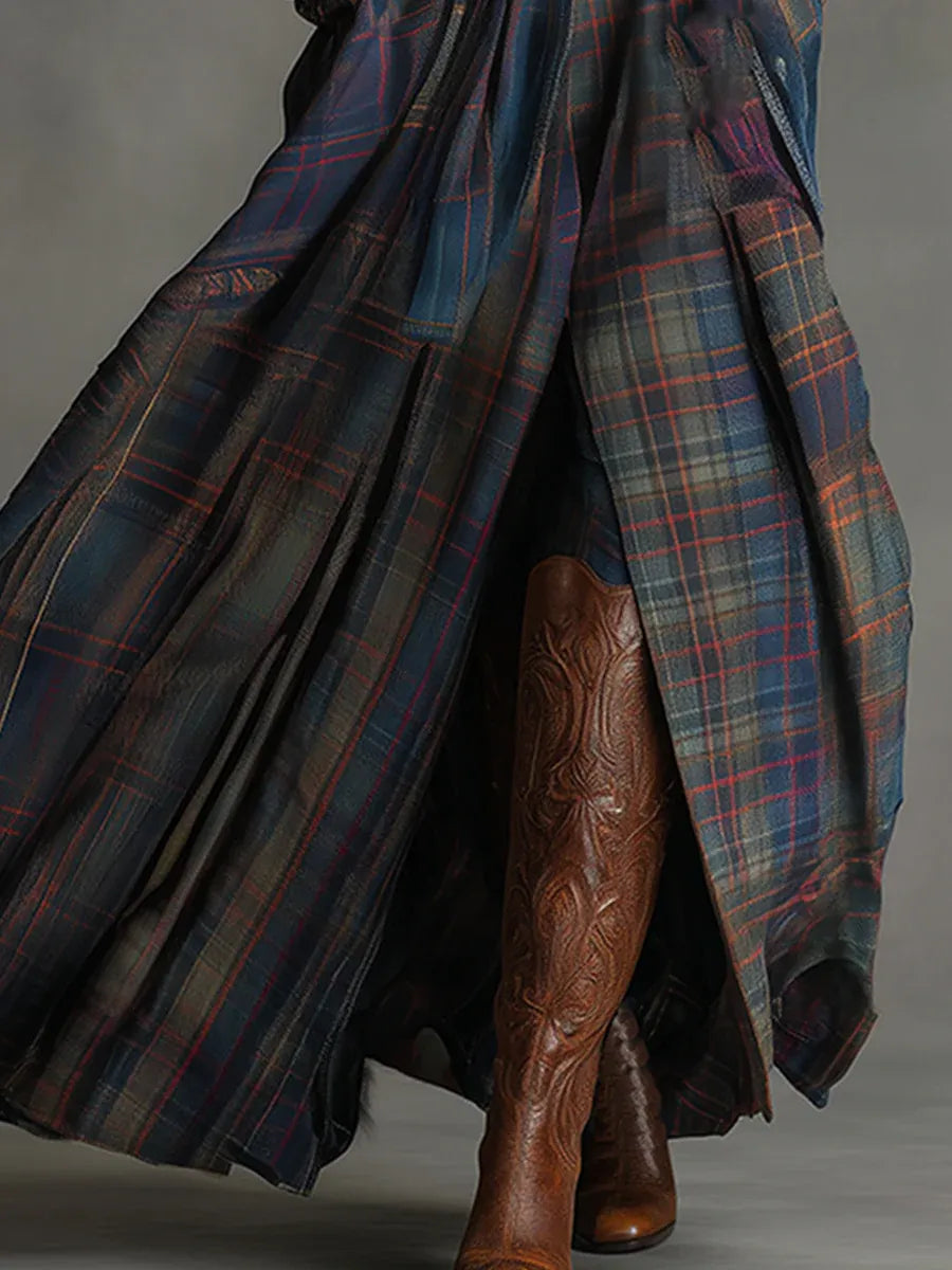 Edurne ║ Robe maxi en daim bleu