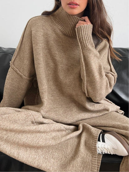 Ensemble de pull épais à col montant décontracté