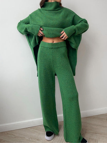 Ensemble de pull épais à col montant décontracté