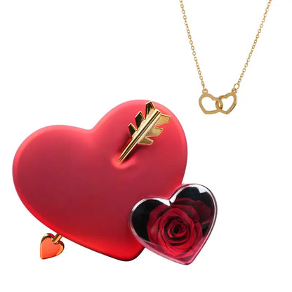 Boîte à amour Rose éternelle avec collier gravé