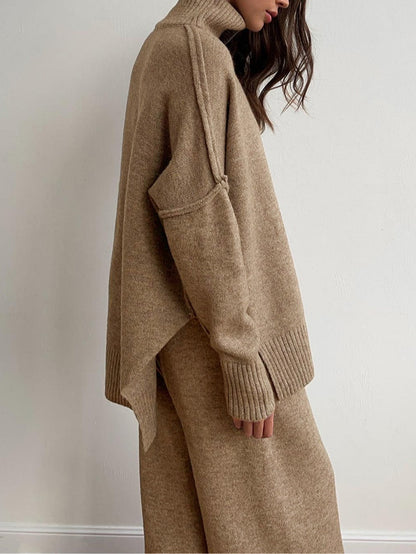 Ensemble de pull épais à col montant décontracté