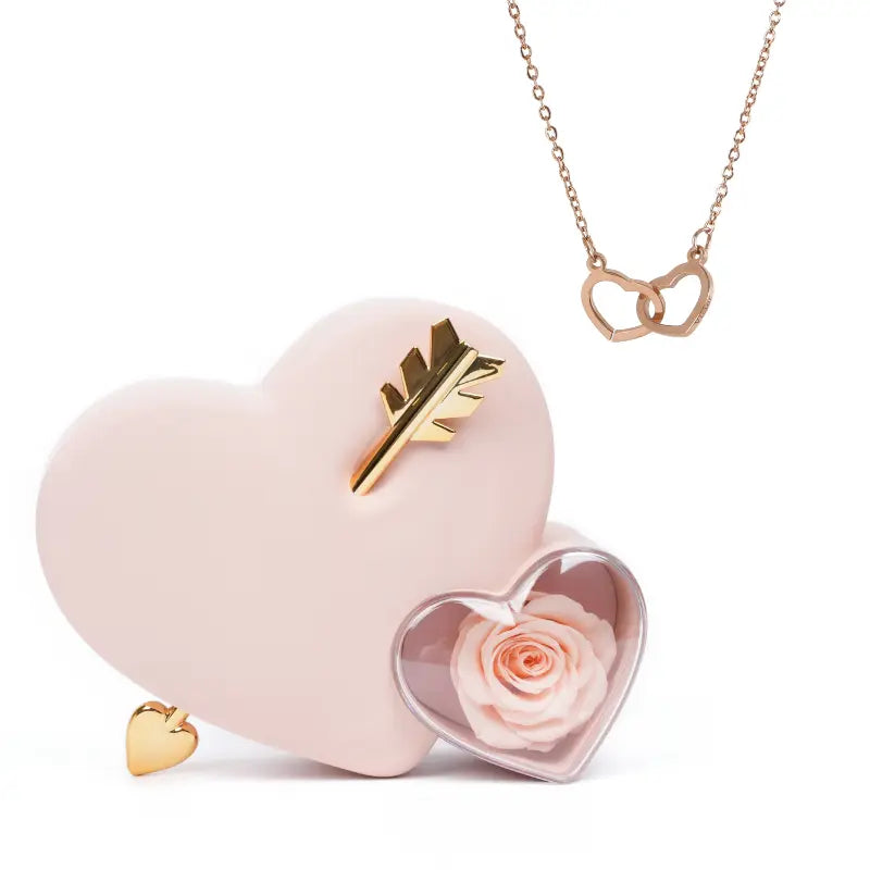 Boîte à amour Rose éternelle avec collier gravé