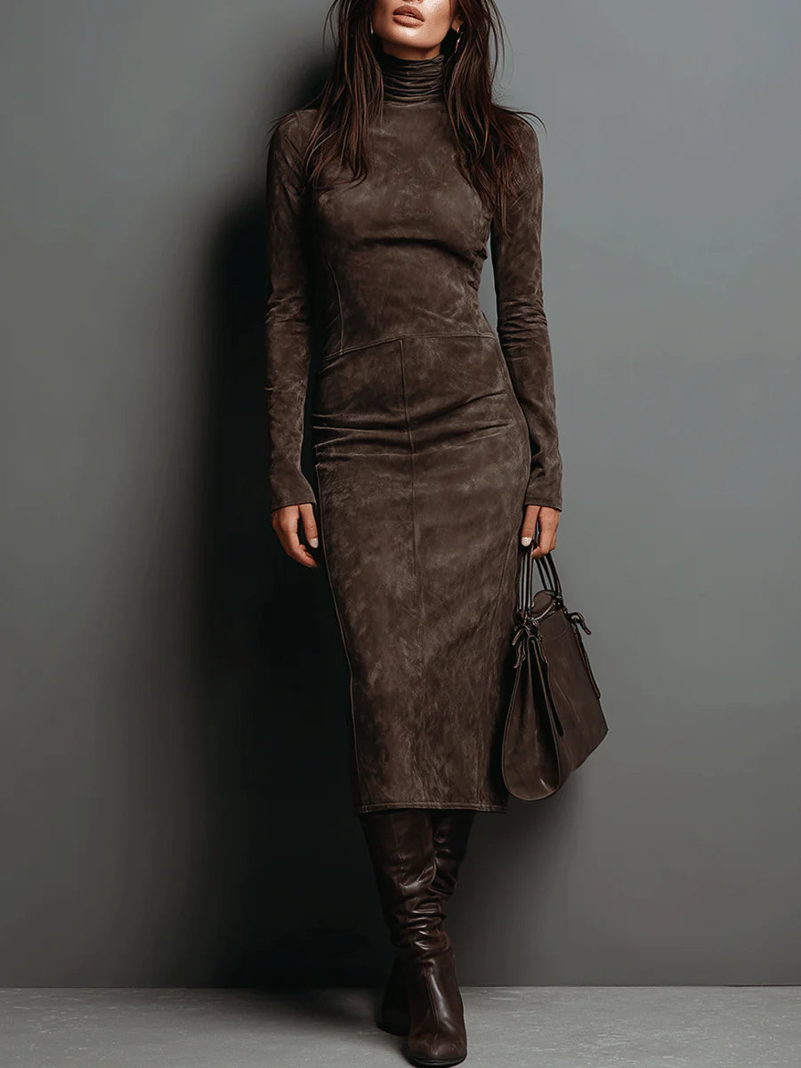 Léa | Robe midi longue marron