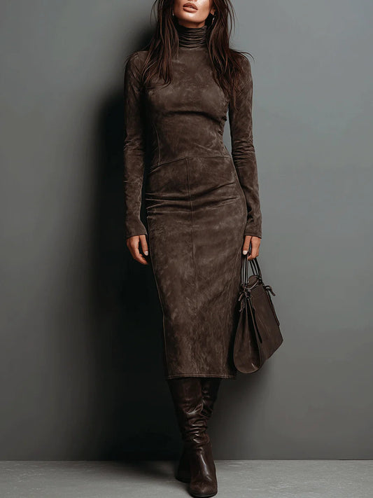 Léa | Robe midi longue marron