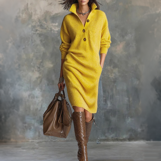 Norlyn™ | Robe midi côtelée chic