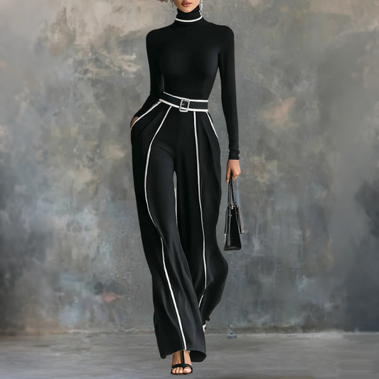 Emma | Ensemble élégant de deux pièces avec col montant et pantalon large