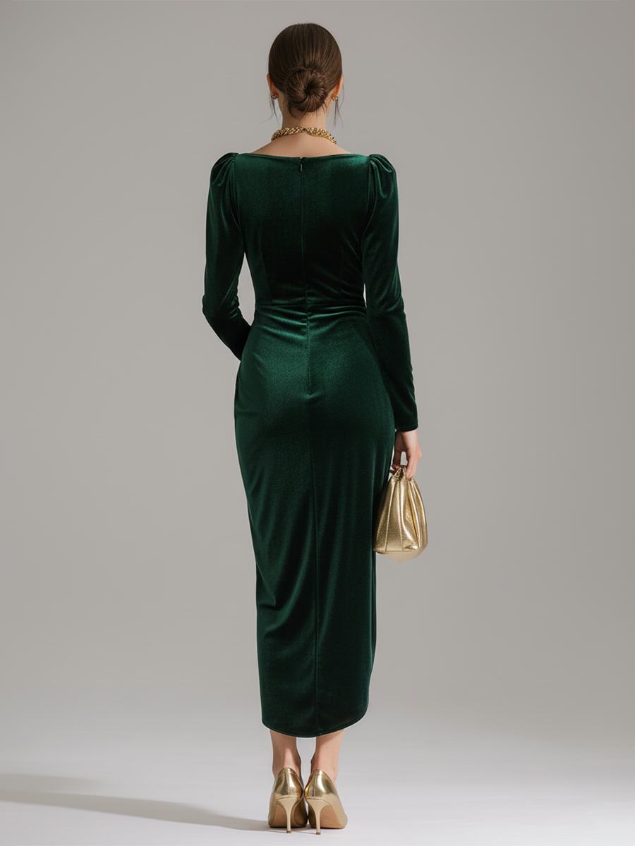 Ana | Robe Midi en Velours Élégante