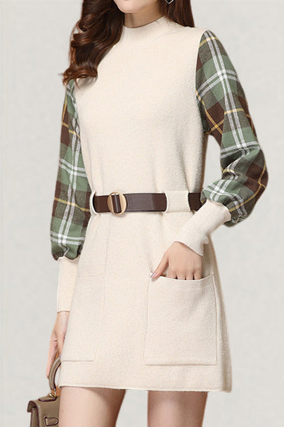 Robe à Patches à Carreaux Polyvalente Décontractée