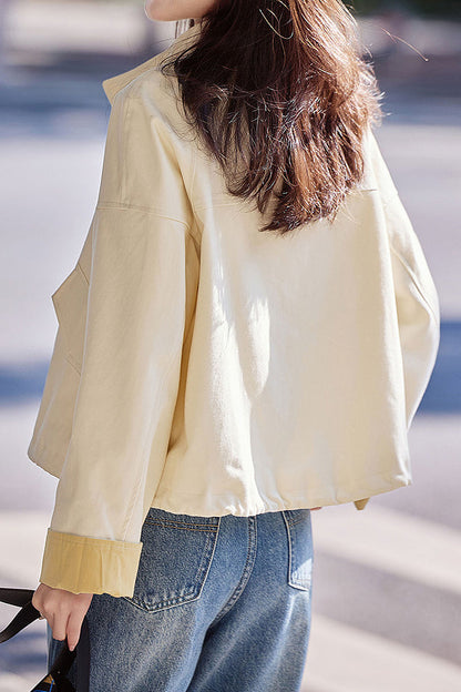 Veste décontractée polyvalente à cordon de serrage color-block