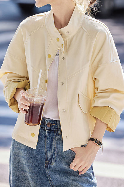 Veste décontractée polyvalente à cordon de serrage color-block