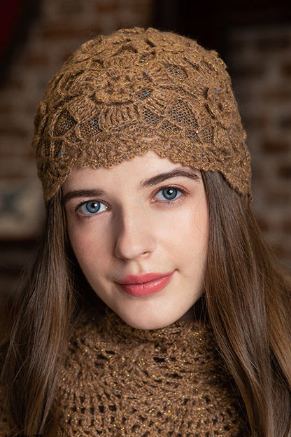 Chapeau Tricoté en Dentelle Florale de Couleur Unie et Polyvalent