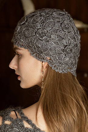 Chapeau Tricoté en Dentelle Florale de Couleur Unie et Polyvalent