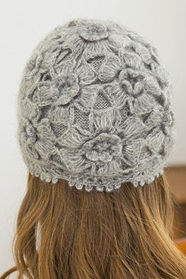 Chapeau Tricoté en Dentelle Florale de Couleur Unie et Polyvalent