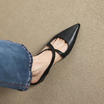 Mules en cuir véritable Aluna