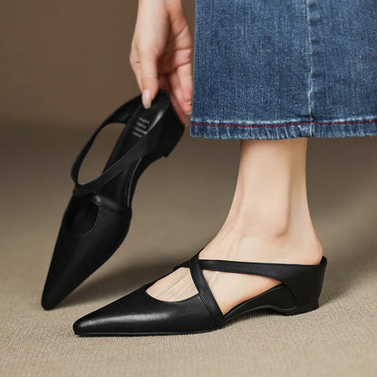 Mules en cuir véritable Aluna