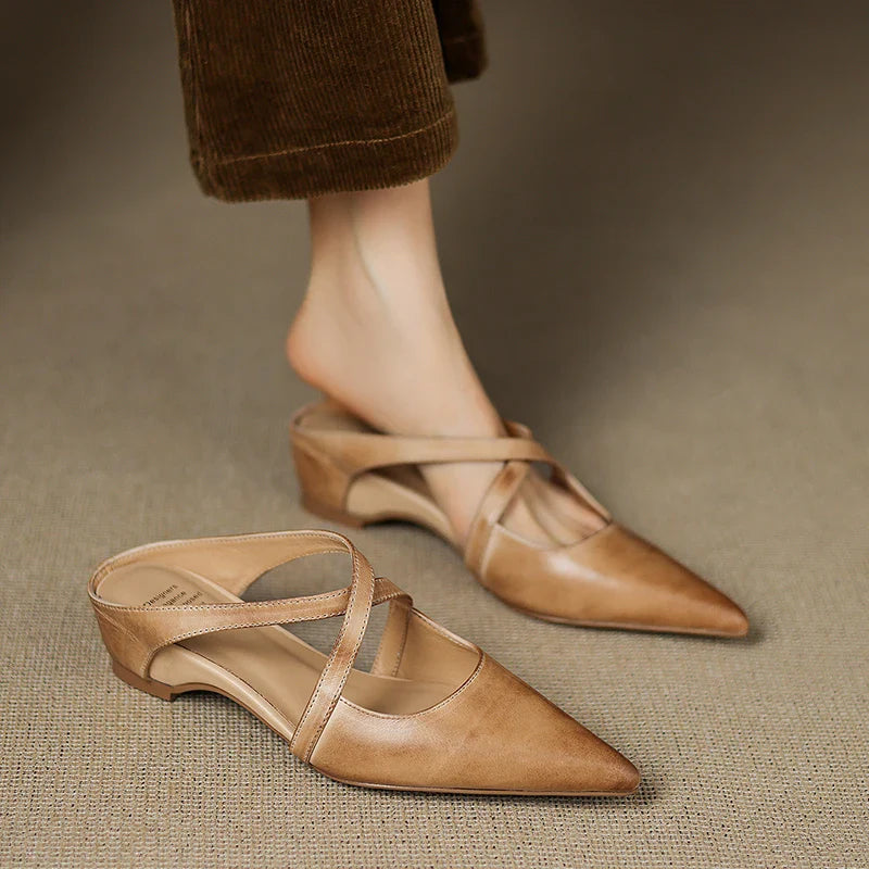 Mules en cuir véritable Aluna