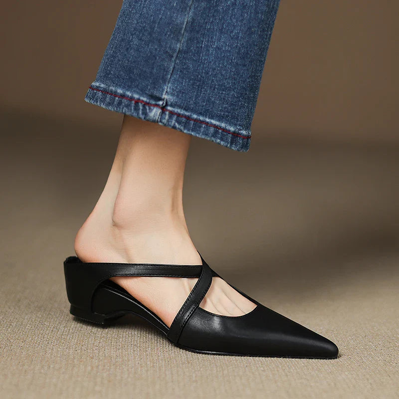 Mules en cuir véritable Aluna