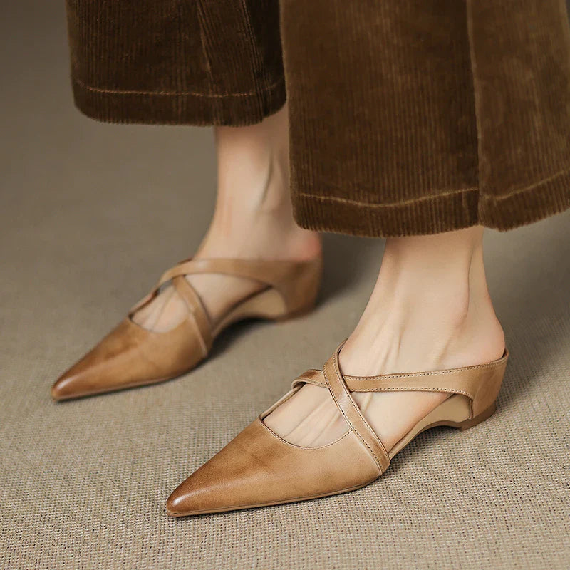 Mules en cuir véritable Aluna