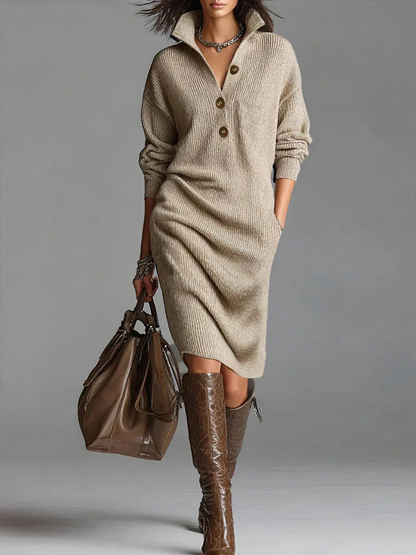 Norlyn™ | Robe midi côtelée chic