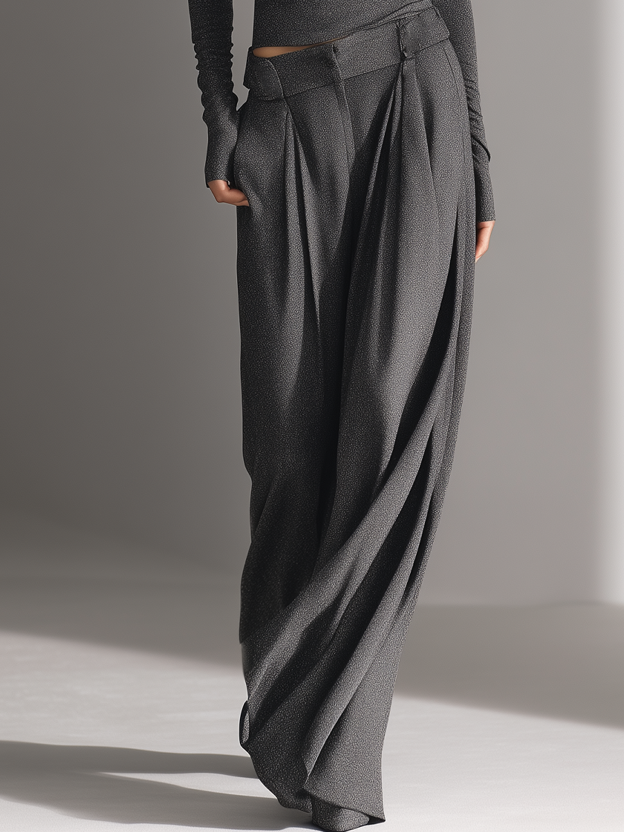 Haut Charcoal Gray Off-shoulder Et Ensemble Pantalon Large