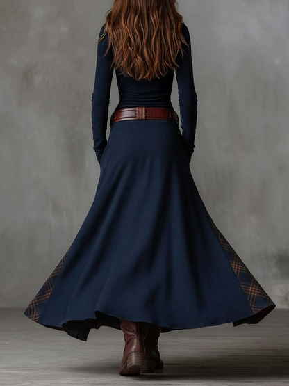 Gabrielle | Robe maxi en daim avec ceinture