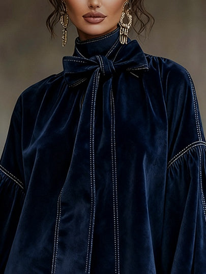 Maude | Robe mini en velours avec nœud