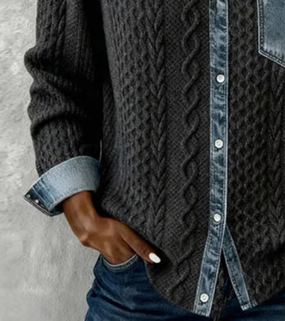 Bibiana – Chemise à manches longues avec empiècements en denim