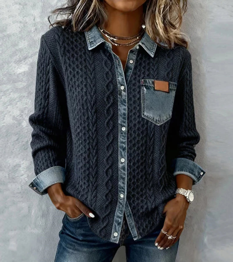 Bibiana – Chemise à manches longues avec empiècements en denim
