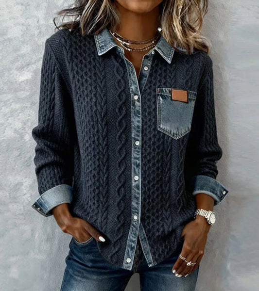Bibiana – Chemise à manches longues avec empiècements en denim