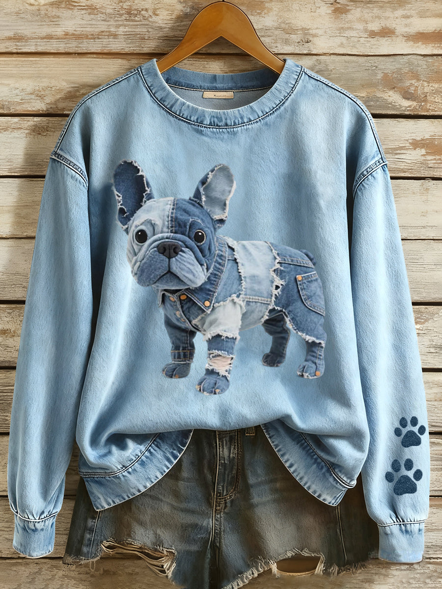 Vida - Sweatshirt Patchwork de Bouledogue Français pour Dames