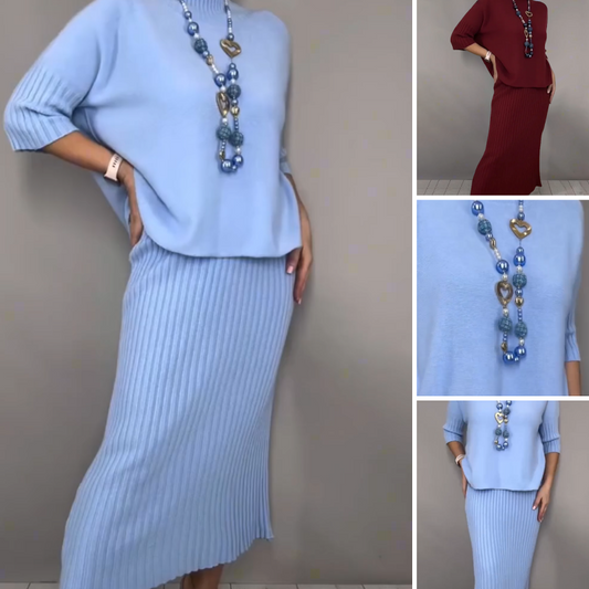 Aimée | L'ensemble 'Coup de Cœur' en maille douce et jupe