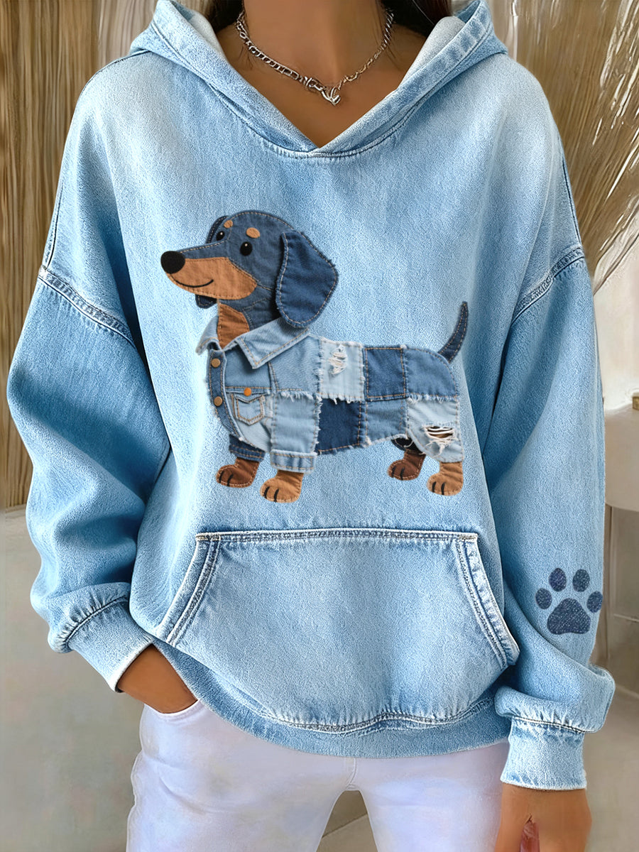 Azucena - Sweat en denim avec patch pour chiens Jamnik