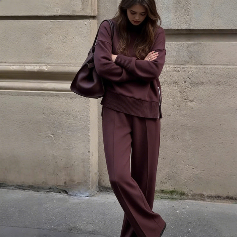 Victoria™ | Ensemble sweat-shirt à col montant et pantalon à fermeture éclair sur le côté